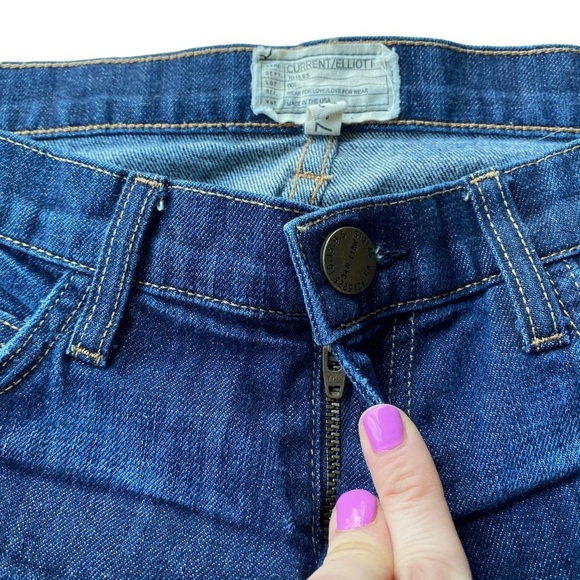 Current Elliot Jeans Size 27 The Beatnik Cuffed Ankle Crop Columbus Blue Wash - Picture 7 of 10